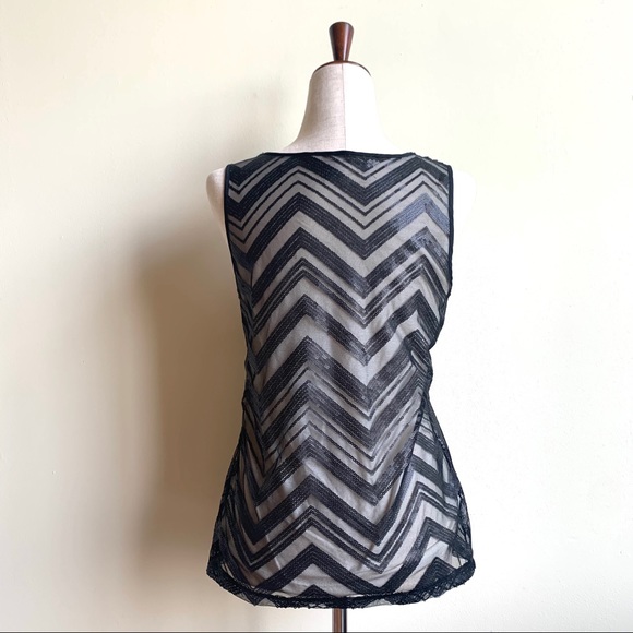 BANANA Republic Chevron sequined tank top Black 6 Going out top - Picture 4 of 8